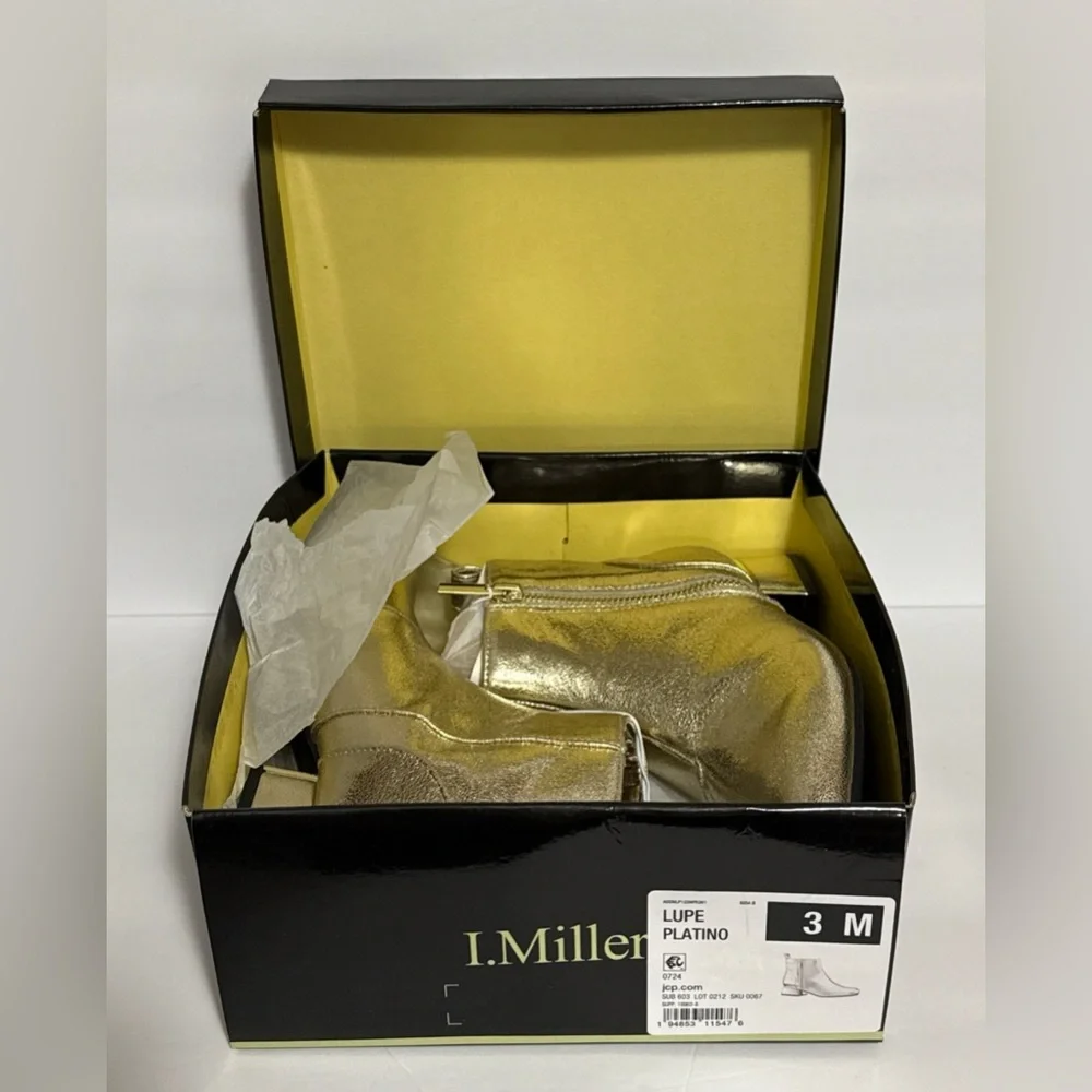 Girls 3M Gold Ankle Bootie With Zipper NWT by I.Miller